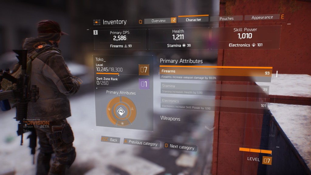 The holy trilogy of Firearms, Stamina and Electronics.